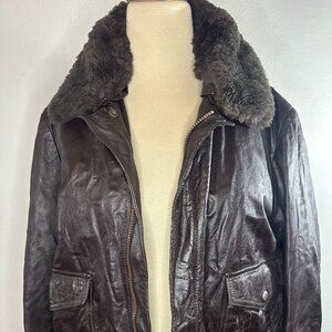 Brown Leather Vintage Bomber